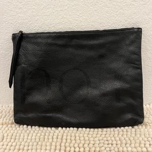 Banana Republic Black Smooth/Pebbled Leather Zip Bag